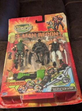 The Corps 3-Man Recon Action Figure Set - Green/Black/White